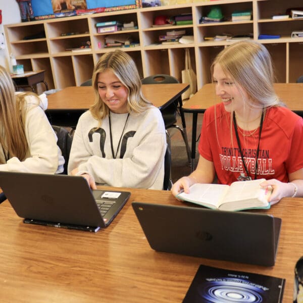 Middle school students on computers